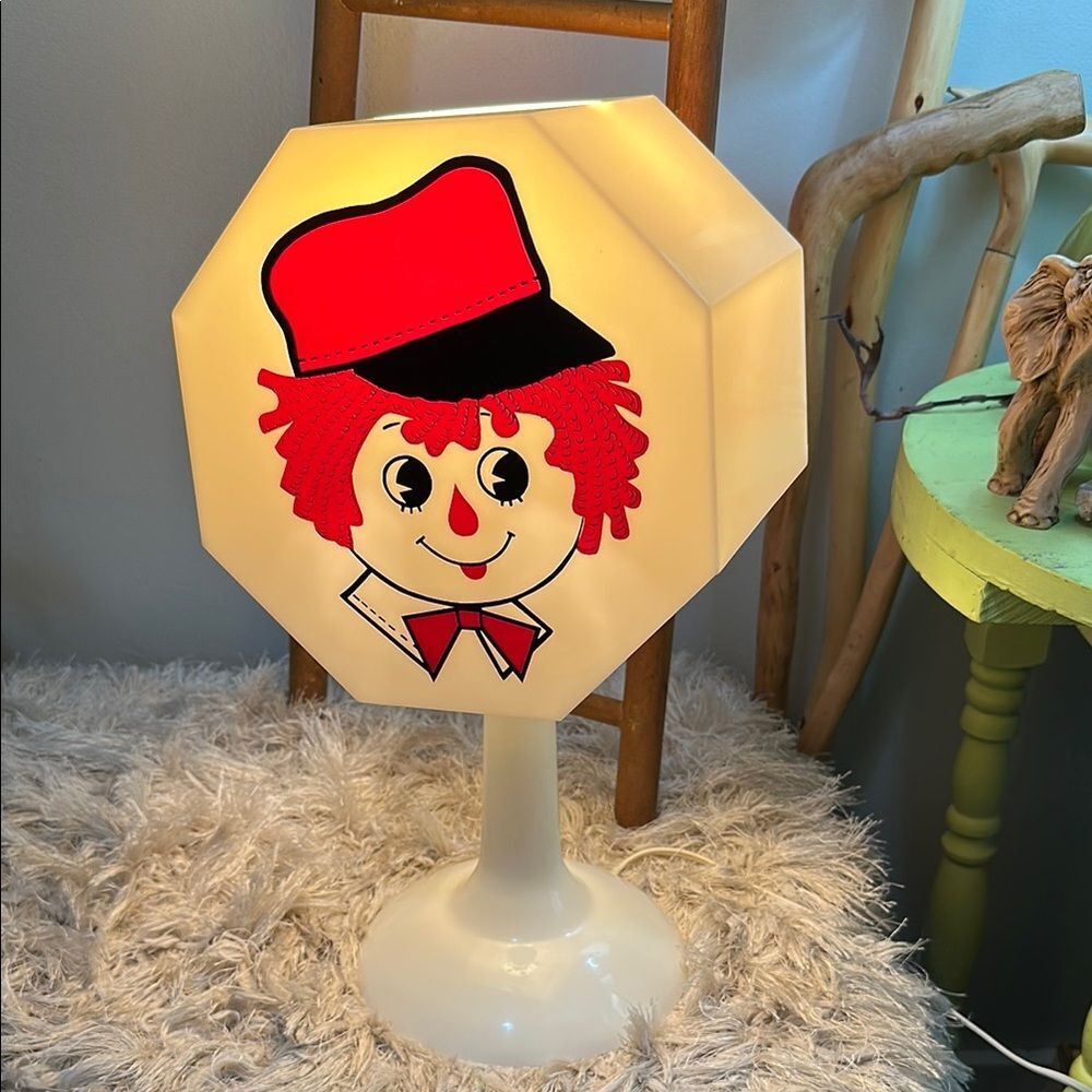 Vintage 70’s Raggedy‎ Ann & Andy Hard Plastic Table Lamp Retro Decor Nostalgic